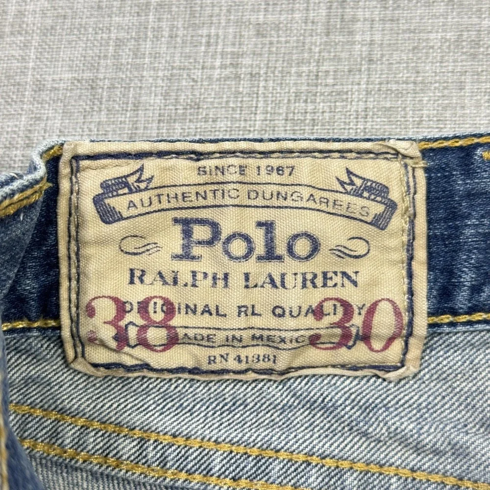 Polo Ralph Lauren Jeans Mens 38x30‎ Hampton Straight Blue Light Wash Denim